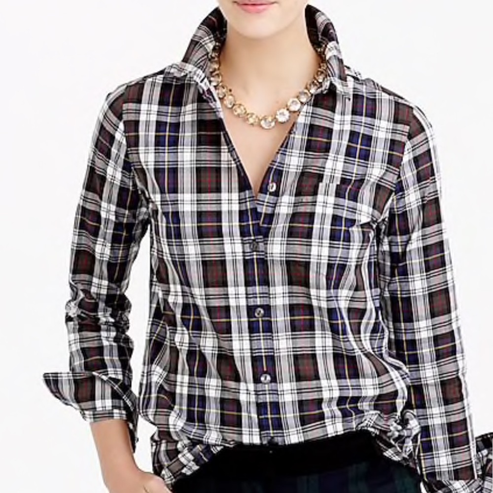 J.Crew Tall shrunken boy shirt in forest plaid